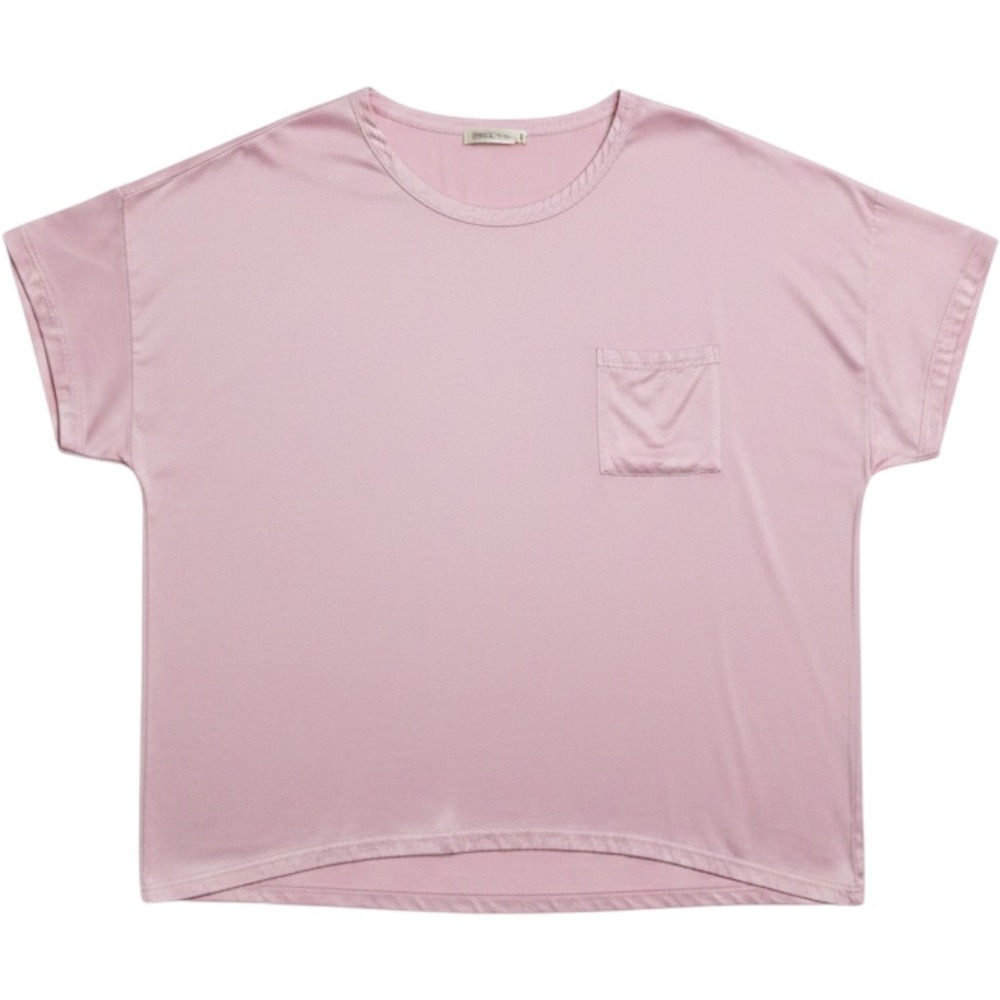 Lunya Washable Silk Pocket Tee Pink Sleep Shirt 100% Silk Loungewear Med